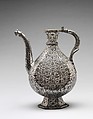 Bidri Ewer, Zinc alloy; cast, engraved, inlaid with silver and brass